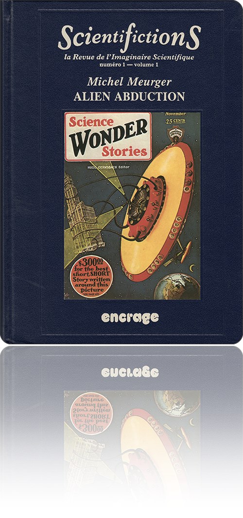 couverture représentant une soucoupe volante qui s'éloigne de la Terre en emportant l'Empire State Building qu'elle maintient grâce à ses rayons tracteurs