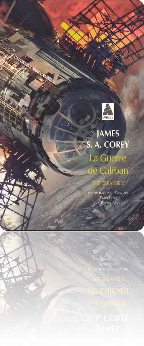 couverture dans les tons de rouille représentant de l'extérieur le pont d'une station spatiale