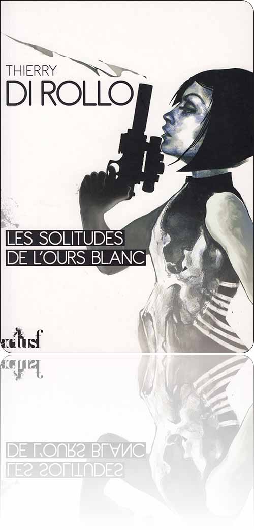 couverture dans les tons de blanc représentant une femme qui vient d'utiliser son pistolet à viseur