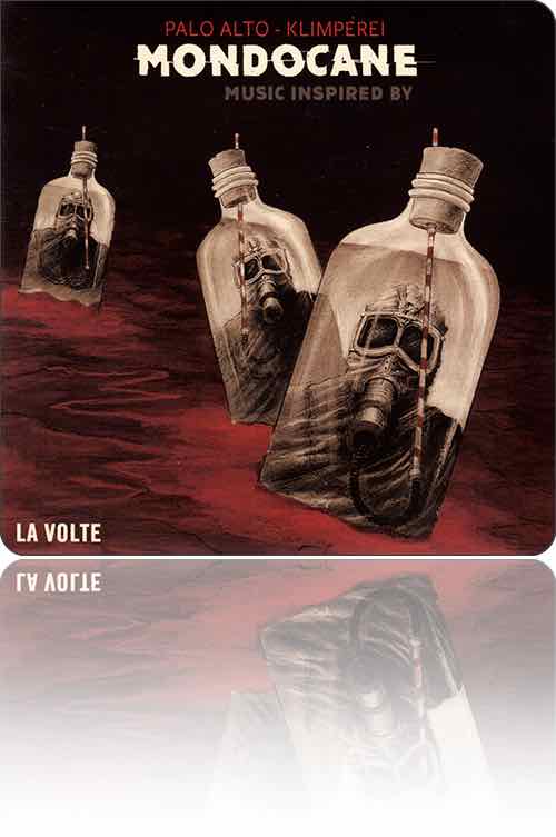 couverture représentant trois personnages enfermés chacun dans une bouteille qui flotte sur l'océan, leur masque à gaz étant relié à une paille qui passe à travers le bouchon