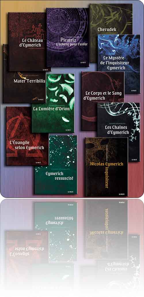 simulacre de couverture composite symbolisant un groupe de livres…