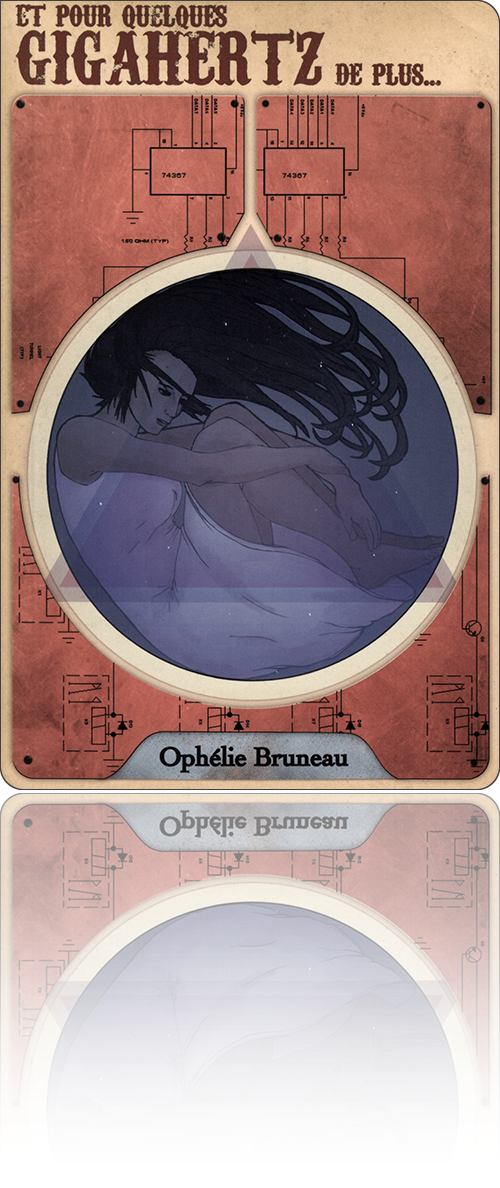 couverture représentant une femme assise en combinaison qu'on voit dans l'affichage circulaire d'un circuit électronique
