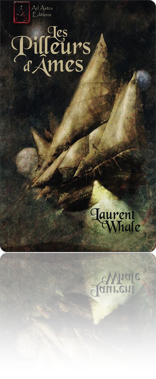 couverture représentant un vaisseau de la flibuste façon brigantin, toutes voiles dehors, qui circule entre les planètes