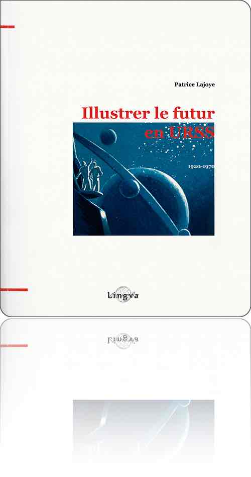 couverture dans les tons uniformément bleus représentant deux personnages qui inspectent les satellites de Saturne