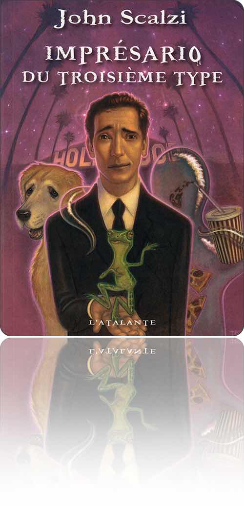 couverture dans les tons de violet représentant à Hollywood un montreur d'animaux savants en costume cravate