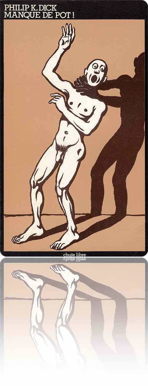 couverture dans les tons de marron représentant un homme nu étranglé par son ombre