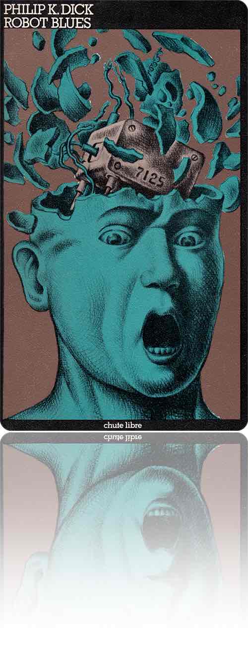 couverture représentant un homme bleu dont la tête explose, révélant la nature électrique et les branchements de son cerveau