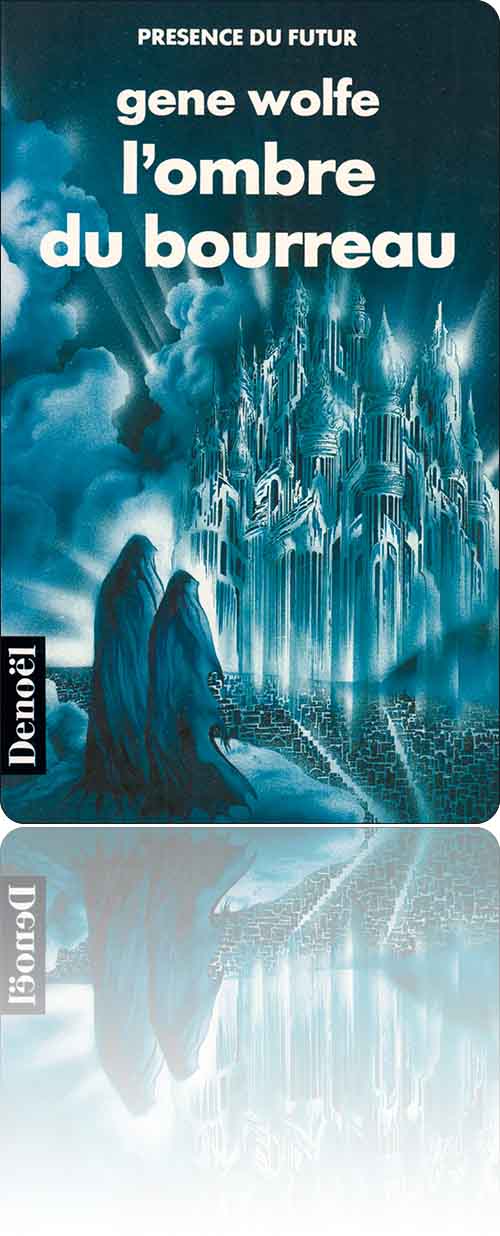 couverture uniformément turquoise représentant deux pénitentes devant une cathédrale de verre