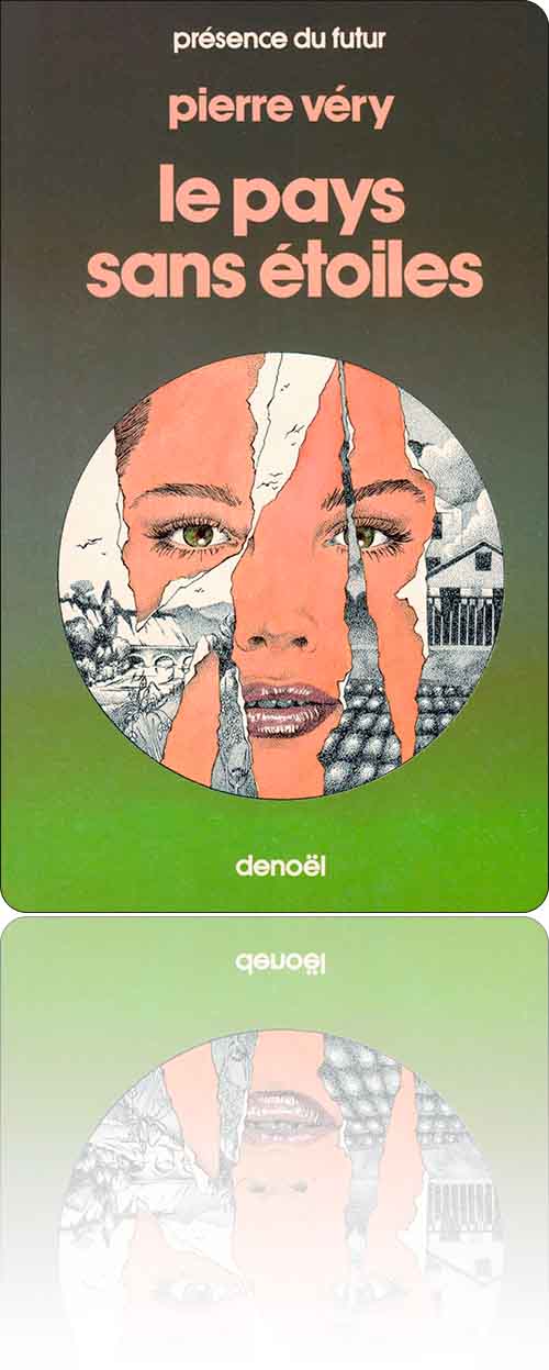 couverture représentant un visage féminin incrusté dans un paysage en noir et blanc