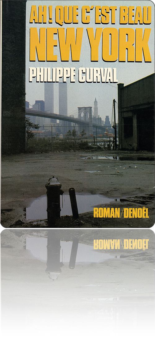 jaquette présentant la photographie de quelques immeubles dans le ciel de New York (dont les tours du World Trade Center) vus de l'arrière-cour boueuse d'un entrepôt