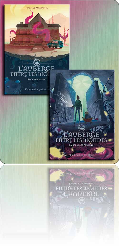 simulacre de couverture composite symbolisant un groupe de livres…