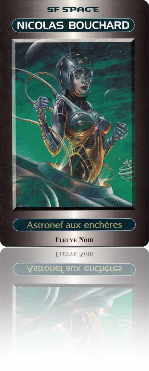 couverture représentant une femme au scaphandre moulant qui sort d'un sas en plein espace