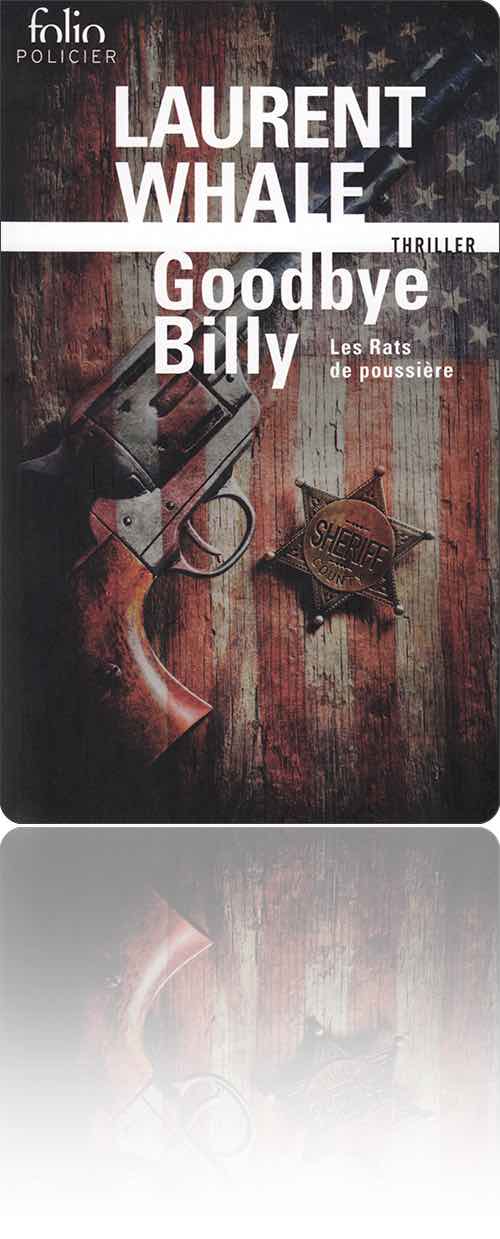 couverture représentant un revolver et une étoile de sheriff teintés par les bandes du drapeau des États-Unis