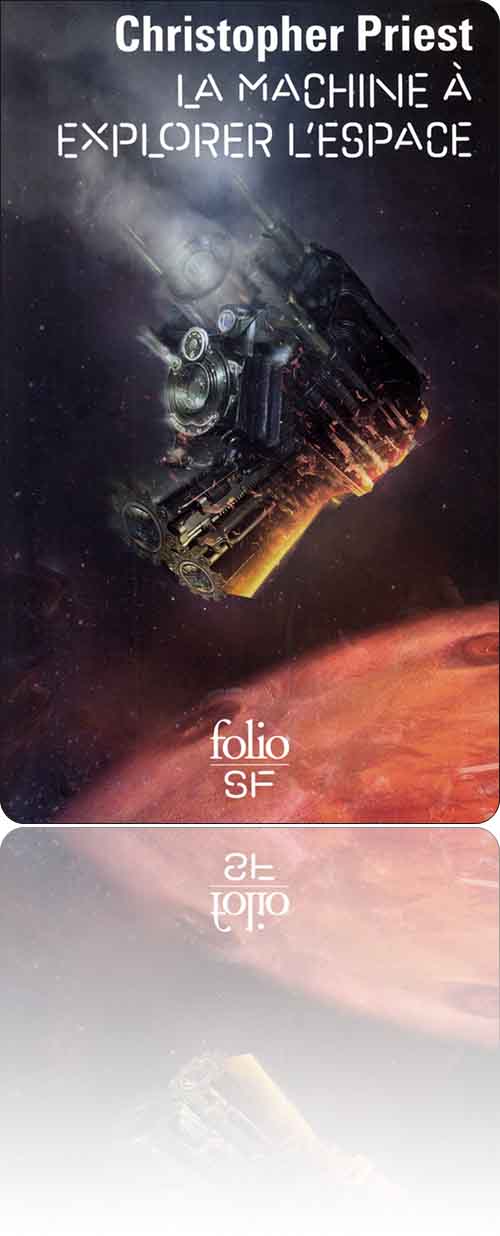 couverture dans les tons de rouille représentant un vaisseau spatial en forme de pistolet laser