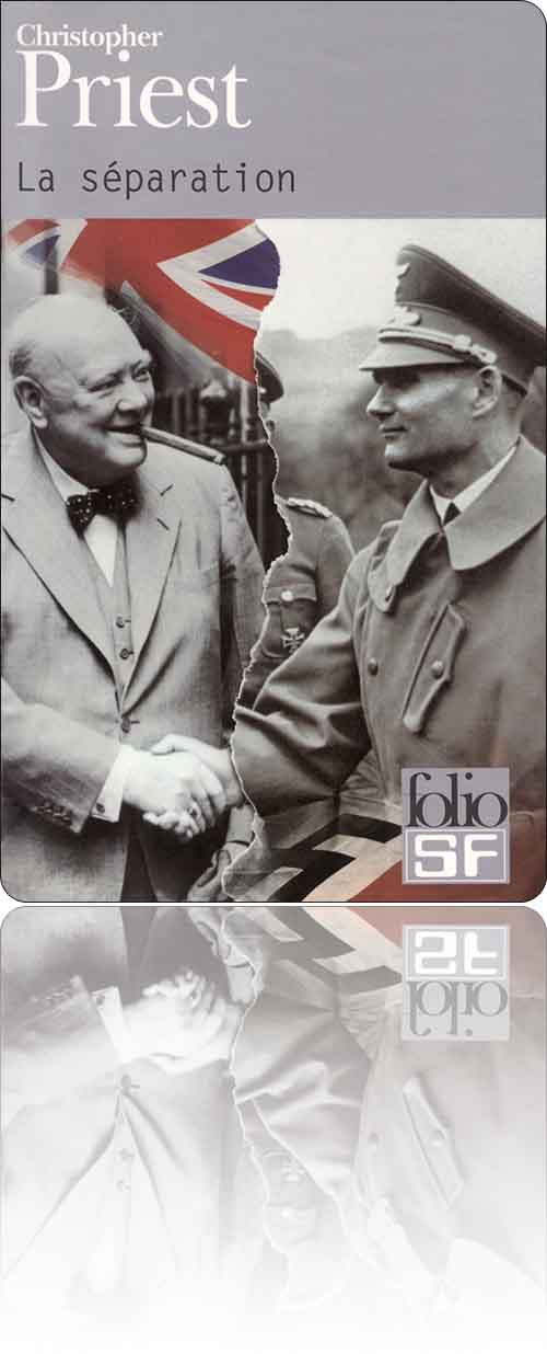 couverture présentant la photographie de Winston Churchill et Rudolf Heß qui se serrent la main au travers d'une déchirure temporelle