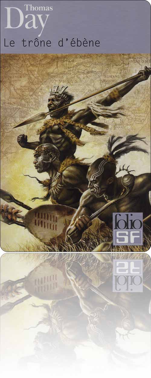 couverture dans les tons de sienne représentant la charge des guerriers d'une tribu africaine