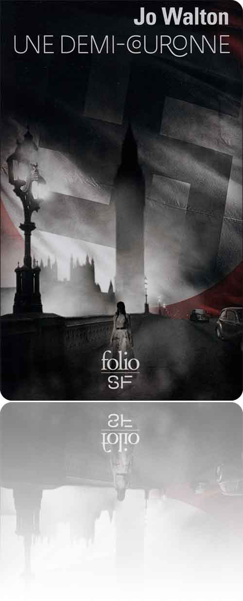 couverture dans les tons de gris représentant à Londres une jeune femme dans la nuit face à Big Ben et sur fond de croix gammée