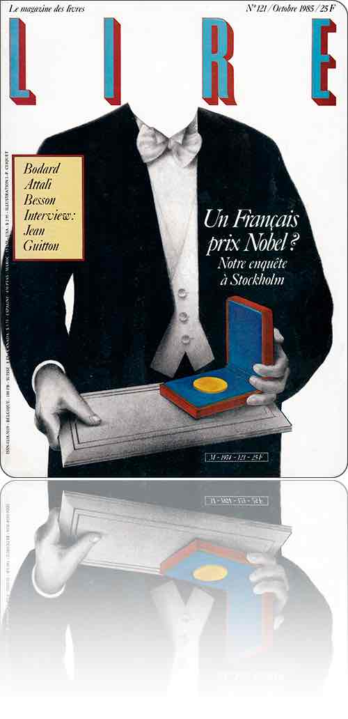 couverture représentant un hypothétique lauréat français du prix Nobel dont on ne connaît donc pas encore la tête