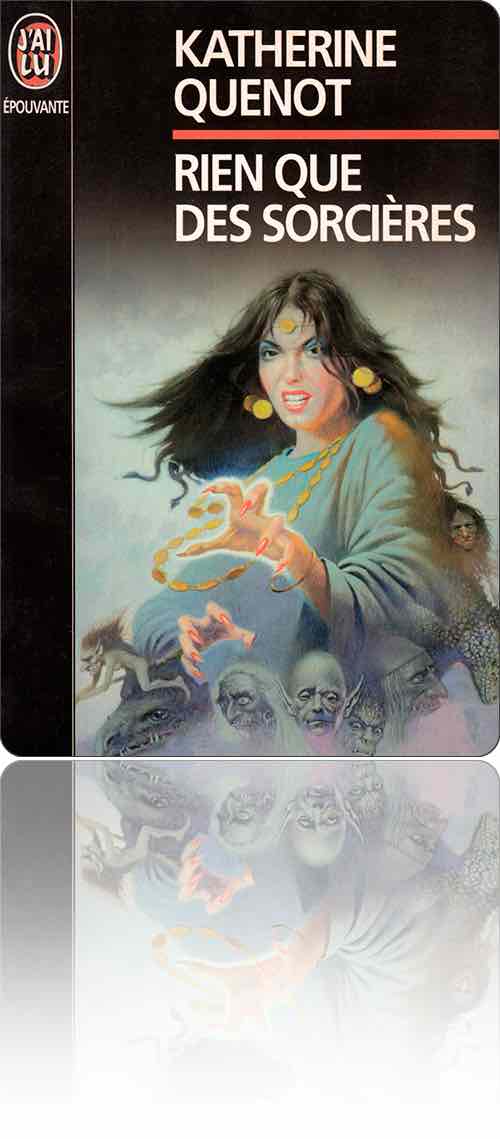 couverture représentant une sorcière qui manipule les esprits à grands mouvements de mains griffues