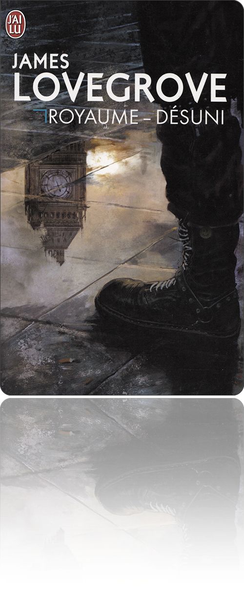 couverture représentant une jambe et sa bottine plantée sur un dallage humide dans lequel se reflète Big Ben en symbole de soumission…
