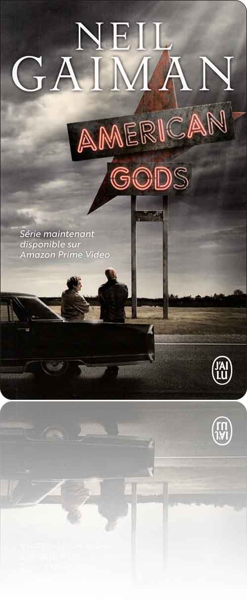 couverture présentant la photographie de deux hommes descendus de voiture pour considérer une enseigne cubiste aux couleurs des dieux américains