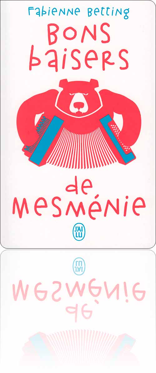 couverture en bleu, blanc et rouge représentant un ours qui joue de l'accordéon
