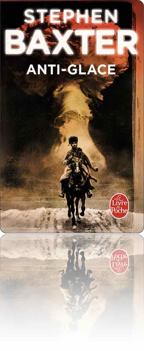 couverture dans les tons sépia représentant un Cosaque qui fuit à cheval une explosion atomique