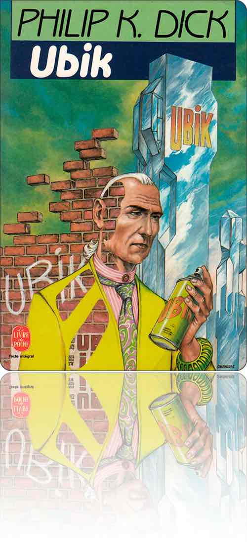 couverture dans les tons de vert et de jaune représentant un homme en buste qui s'efface progressivement en se vaporisant à la bombe