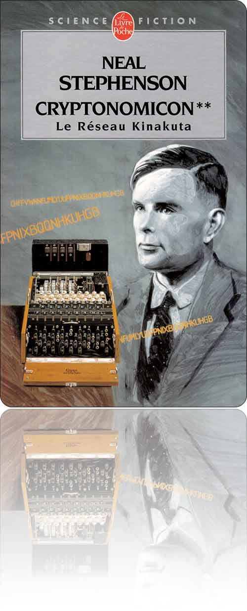 couverture dans les tons de gris représentant Alan Turing en buste au côté d'une machine Enigma
