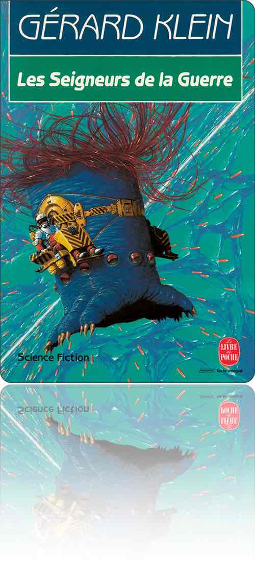 couverture dans les tons turquoise représentant un gastéropode géant et chevelu piloté par un ouvrier de chantier en scaphandre