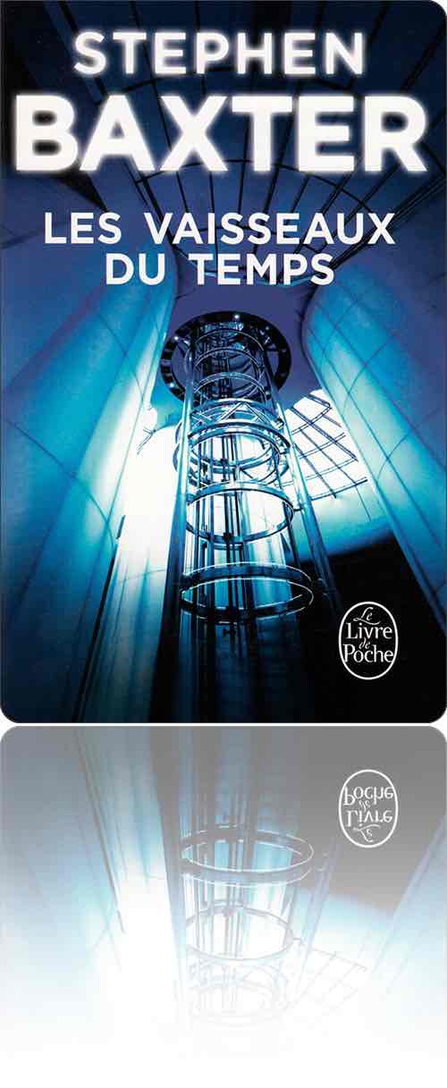 couverture dans les tons de bleu représentant une cage d'ascenseur qui traverse les hauts étages d'une centrale