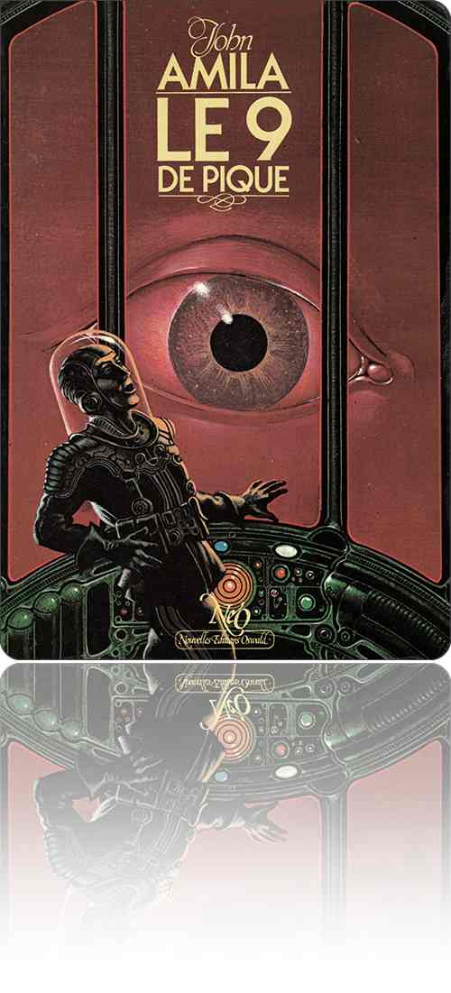 couverture dans les tons de rouge représentant un astronaute en scaphandre surpris par un œil géant à la fenêtre du centre de contrôle de son vaisseau spatial