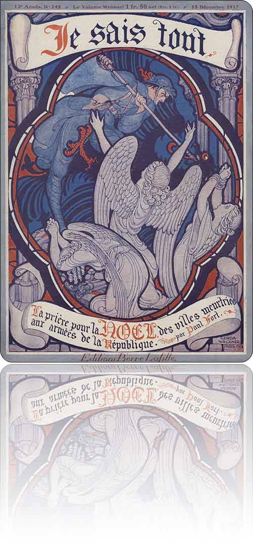 couverture représentant un poilu terrassant derechef l'aigle teuton devant trois anges suppliants