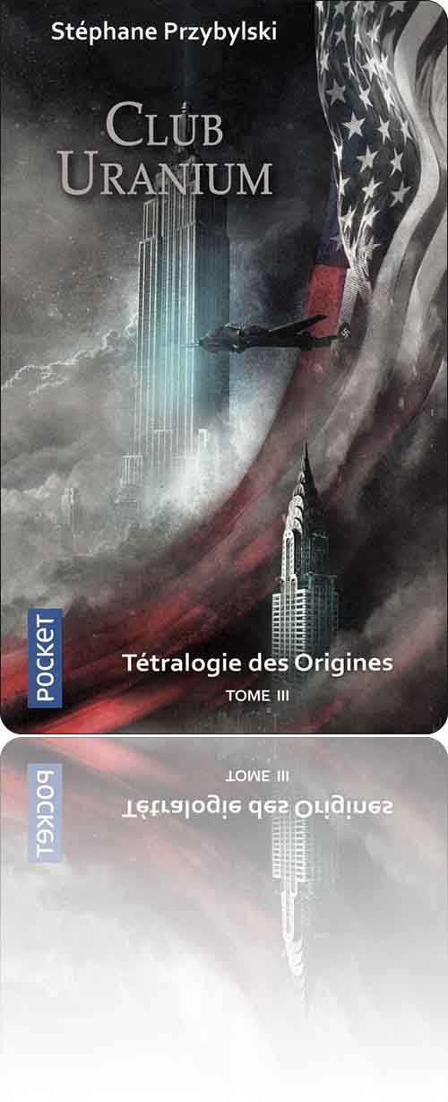 couverture dans les tons turquoise et bordeaux représentant les gratte-ciel de New York drapés dans les couleurs du nazisme