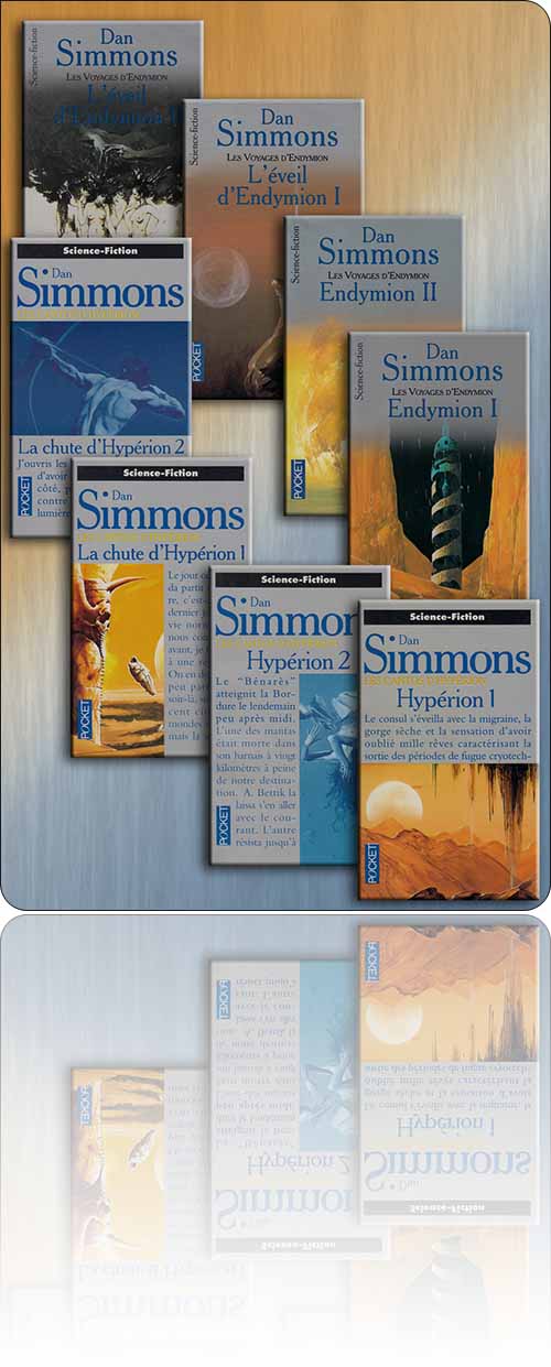 simulacre de couverture composite symbolisant un groupe de livres…