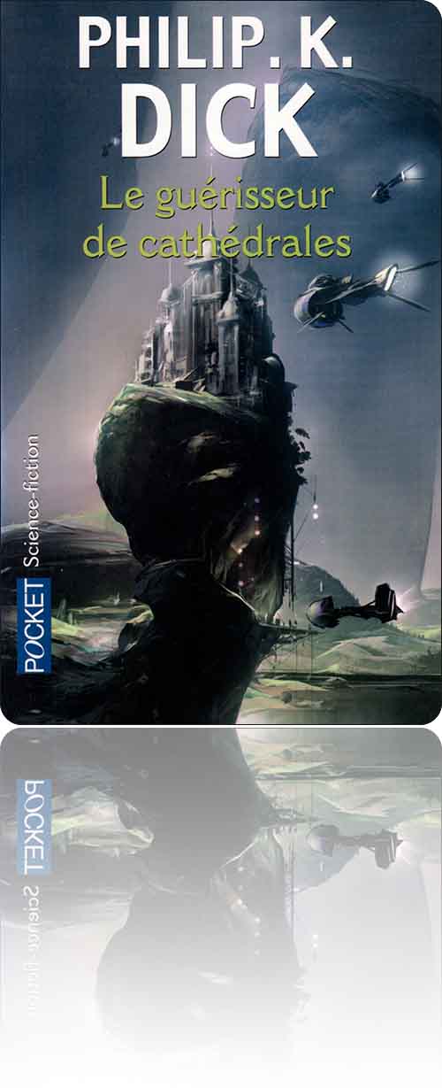 couverture dans les tons de vert représentant quelques navettes aériennes qui s'approchent d'un château métallique tout en hauteur