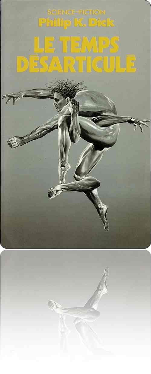 couverture dans les tons gris vert représentant un mime dénudé en pleine action et qui a manifestement quelques bras supplémentaires