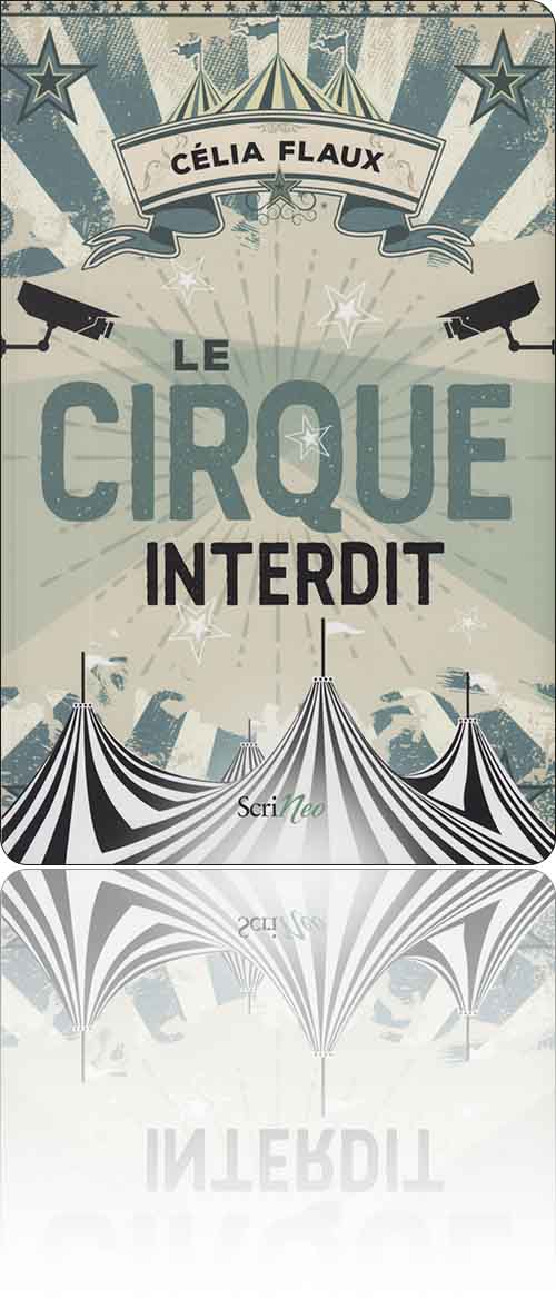 couverture dans les tons vert d'eau représentant les tentes et les drapeaux d'un cirque et les projecteurs de la piste aux étoiles