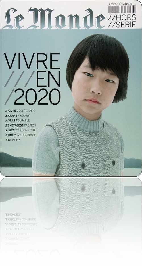 couverture dans les tons de vert présentant la photographie de Megumi, jeune garçon asiatique du futur sur fond de rivage accidenté