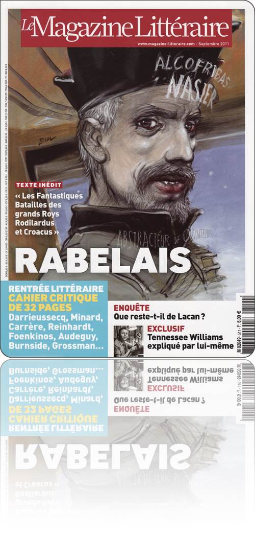 couverture représentant François Rabelais en buste, son pseudonyme et sa fonction flottant devant lui façon réalité augmentée