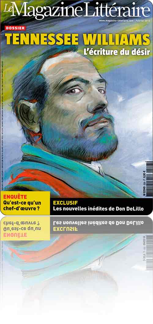 couverture représentant de trois quarts le visage de Tennessee Williams