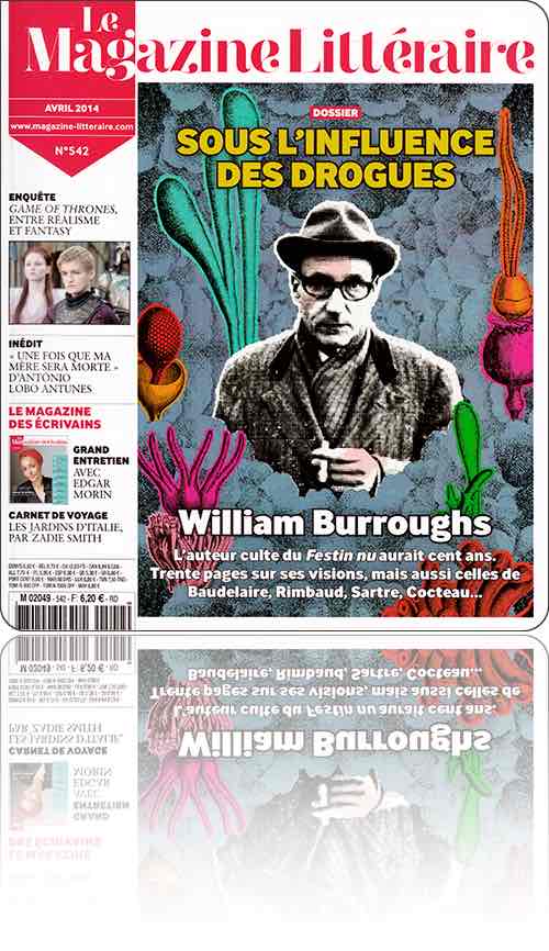 couverture représentant William S. Burroughs en paysage psychédélique