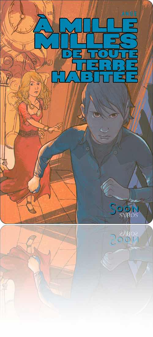 couverture dans les tons de bleu et d'orange représentant un jeune homme qui s'éloigne d'une jeune fille d'un air très décidé