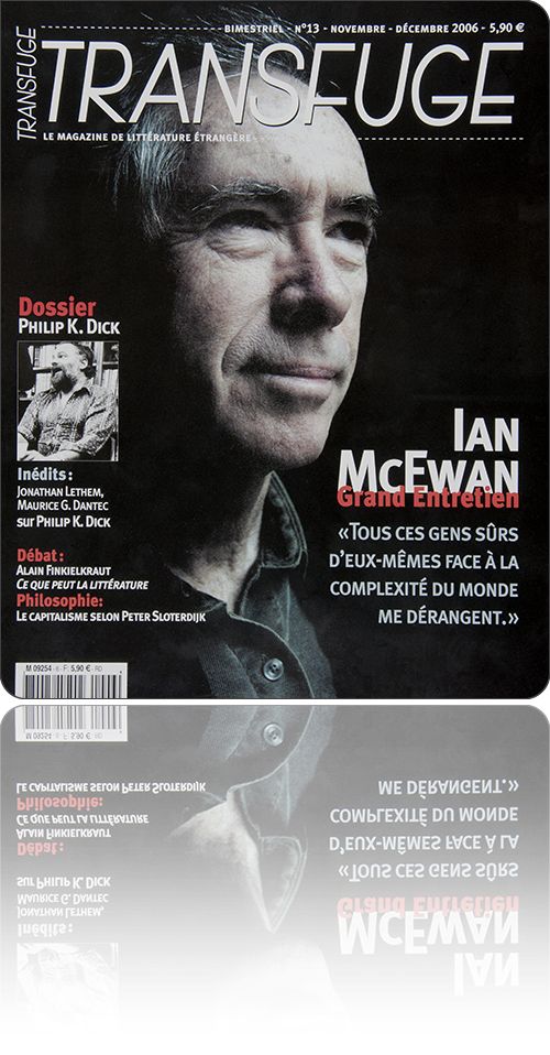 couverture présentant une photographie d'Ian McEwan, avec Philip K. Dick qui s'esclaffe dans un cartouche