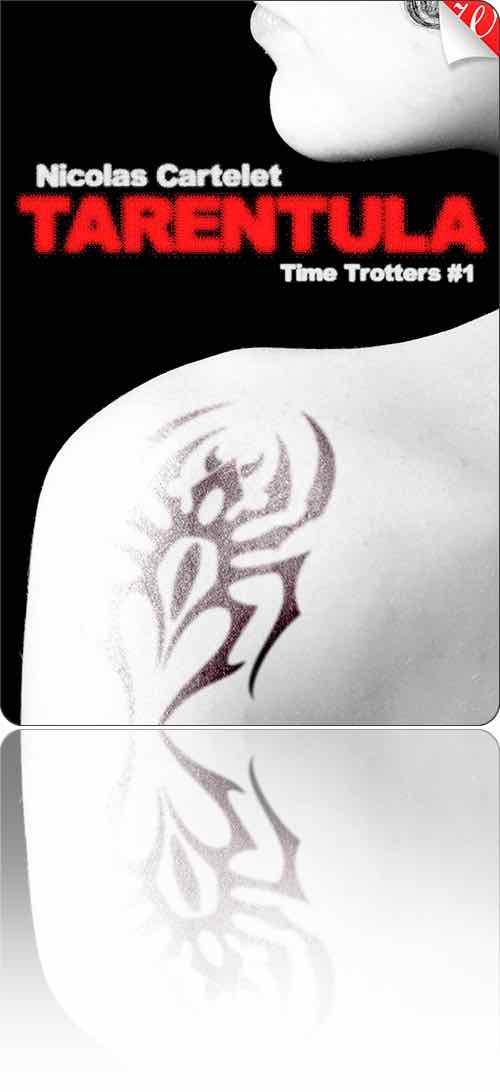 couverture en noir et blanc représentant un tatouage en forme d'arachnide sur une épaule féminine nue