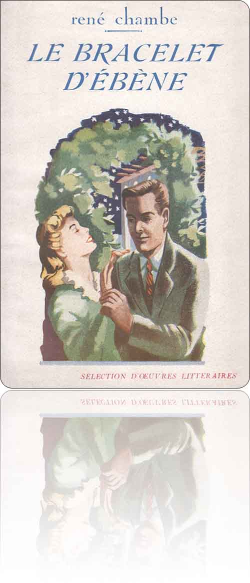 couverture dans les tons de vert représentant un couple, l'homme (Paul Chack jeune ?) passant un bracelet au poignet de la femme