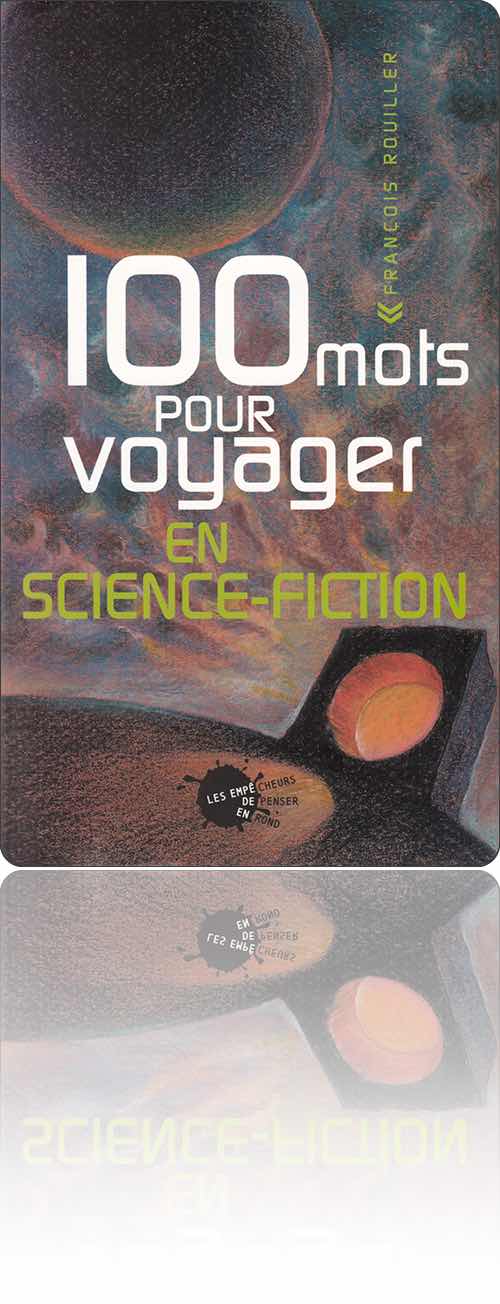 couverture dans les tons orange représentant une porte entre les mondes qui patiente sur une planète désertique en contemplant la lune qui la surplombe