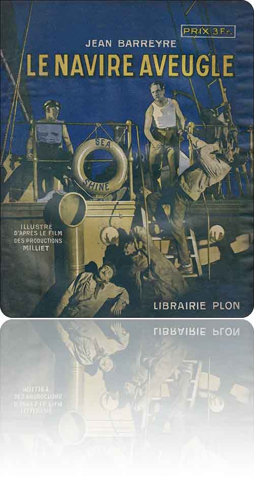 couverture dans les tons de bleu présentant la photographie des occupants déboussolés du pont d'un navire (le Sea-Shine)