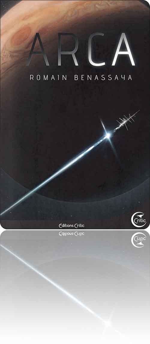 couverture dans les tons d'espace représentant la trace lumineuse d'un vaisseau spatial en orbite autour d'une planète géante