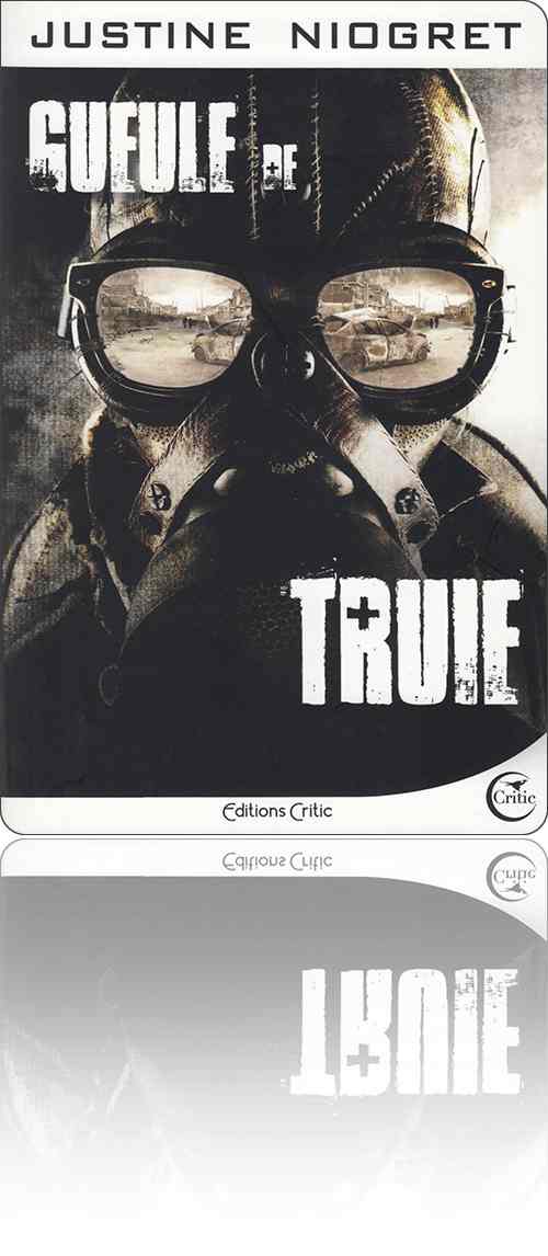 couverture dans les tons de noir représentant un masque à gaz dans les lunettes duquel se reflète une rue encombrée d'épaves automobiles